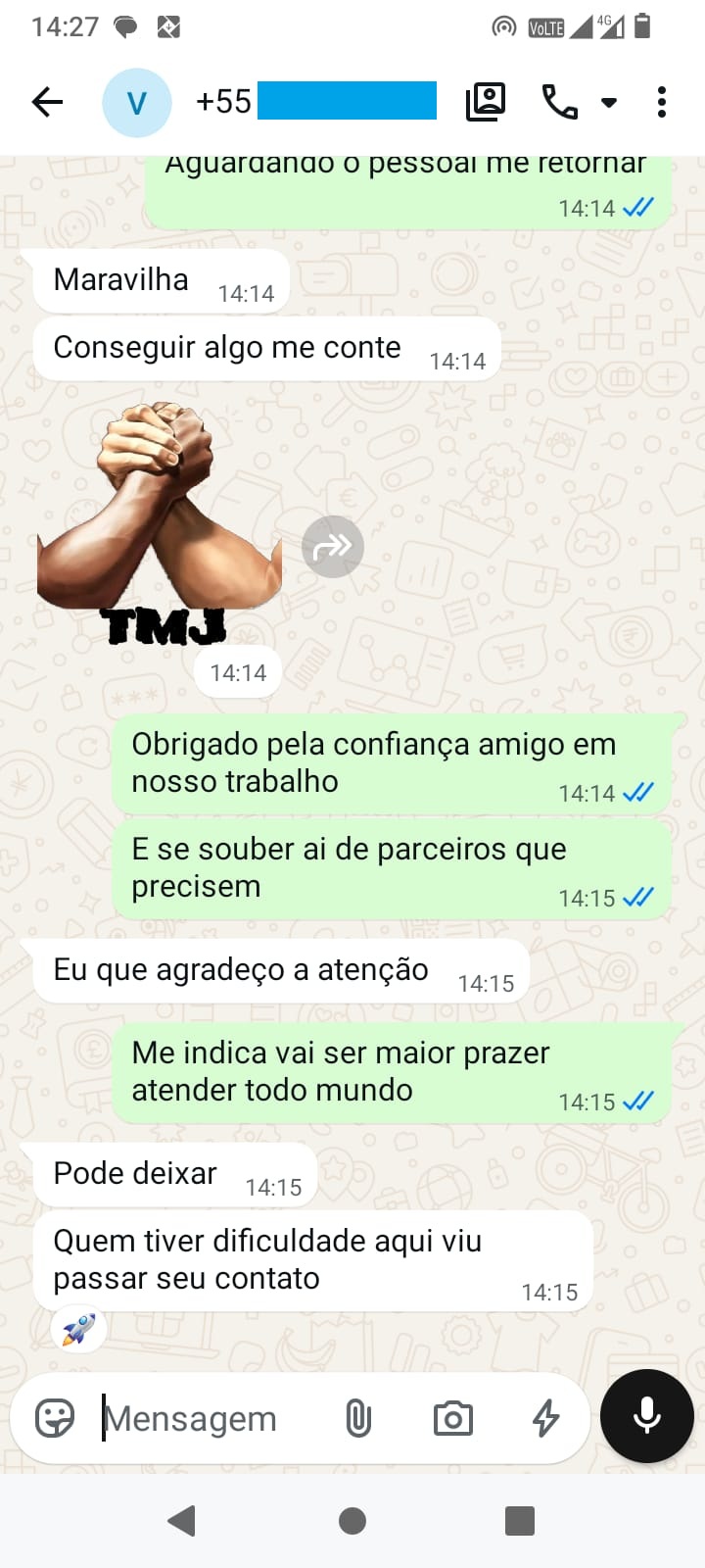 Conversa com confirmação de inclusão finalizada e comprovação de pagamento enviada no WhatsApp.